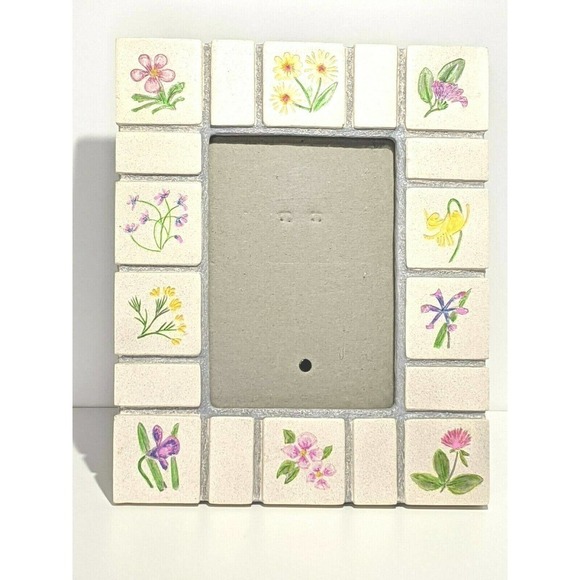 Malden Floral Tile Photo Frame Holds 4 x 6" Photo - Picture 4 of 4